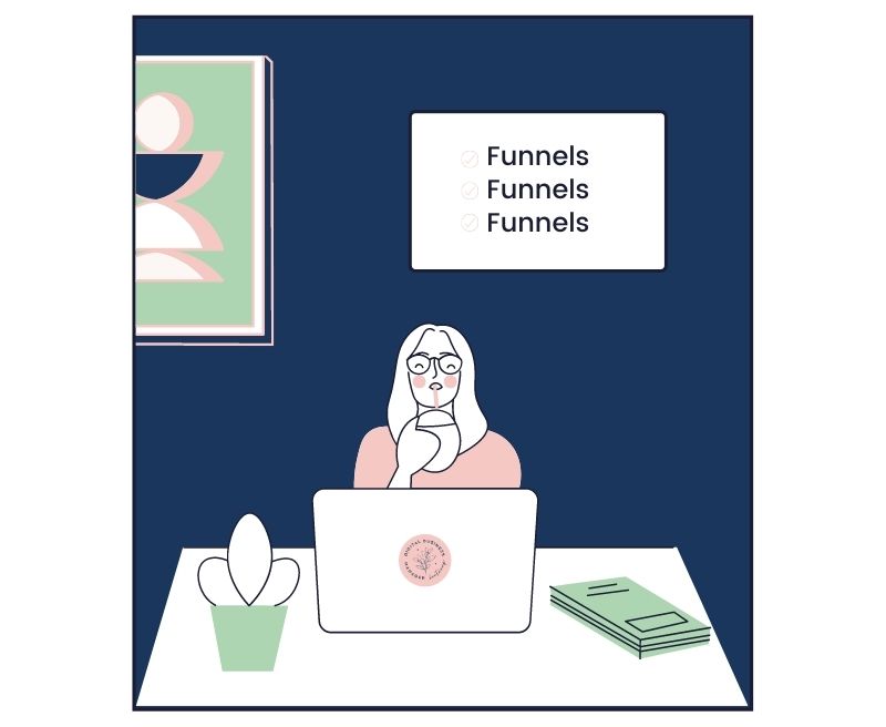 DBM at laptop saying funnels funnels funnels