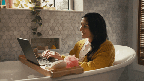 Working from the bath tub gif