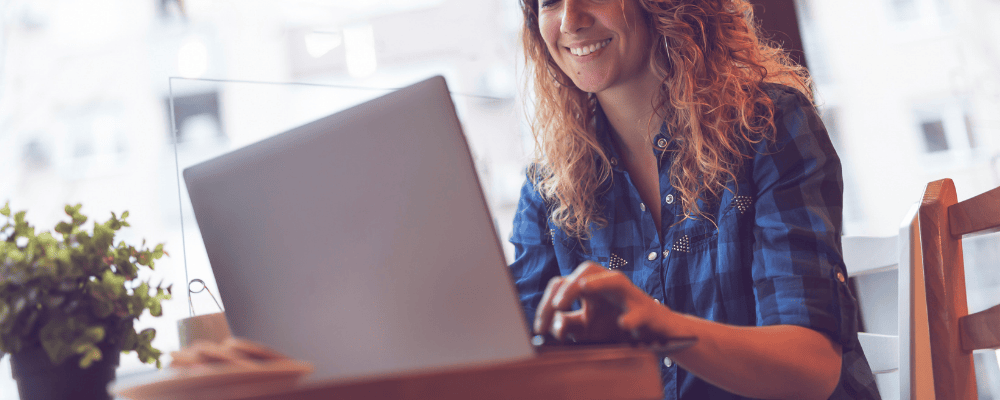 girl working at laptop